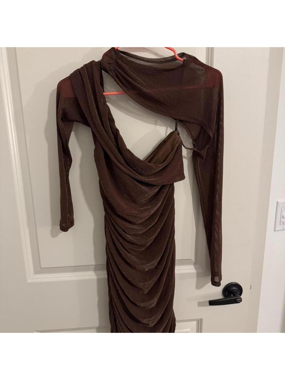 SHEIN Women's Brown and Burgundy Dress